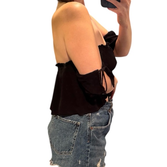 Black tie sleeve crop top - Picture 7 of 8